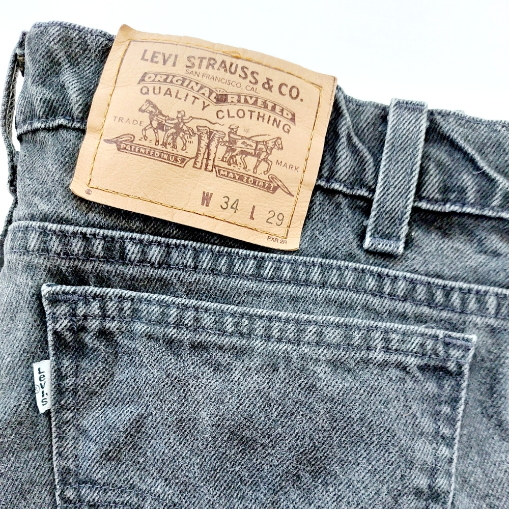 Black Denim Levi 553 Relaxed Fit Straight Leg‎ 34/29 Jeans Vintage 90s - Picture 4 of 9